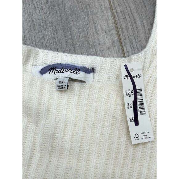 Madewell SoftWool Square-Neck Pullover Ribbed Sweater Heather Cloud Size XXS NWT - Picture 8 of 10